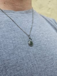 Image 13 of Ready to ship! Mens Necklace! Cornish green Seaglass in sterling silver oxidised pebble