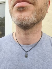 Image 8 of Ready to ship! Mens Necklace! Cornish green Seaglass in sterling silver oxidised pebble