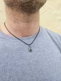 Image 14 of Ready to ship! Mens Necklace! Cornish green Seaglass in sterling silver oxidised pebble