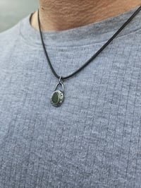 Image 5 of Ready to ship! Mens Necklace! Cornish green Seaglass in sterling silver oxidised pebble