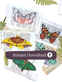 Image 1 of Digital download Old Pages Butterfly & Moth Postcards 