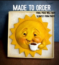 Image 1 of Made to order Happy Sun with coffee Character Magnet