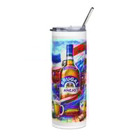 Image 1 of Brugal Añejo 20oz Stainless Tumbler – Tropical Beach Rum Artwork