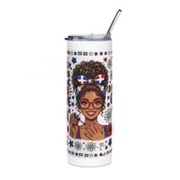 Image 1 of 20oz Stainless Tumbler — It's More About Self-Love (Patriotic Floral Black Girl Design)