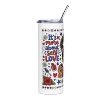 Image 2 of 20oz Stainless Tumbler — It's More About Self-Love (Patriotic Floral Black Girl Design)