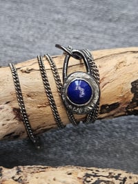 Image 1 of Ready to ship! Mens Necklace! Lapis Lazuli gemstone & Oxidised Sterling Silver 