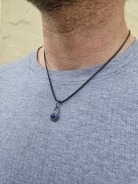 Image 4 of Ready to ship! Mens Necklace! Lapis Lazuli gemstone & Oxidised Sterling Silver 