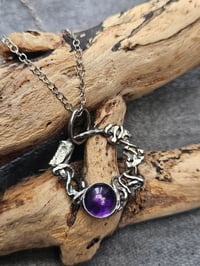 Image 4 of Ready to ship! 'Twisted Metal ' oxidised sterling silver & Amethyst Necklace 