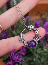 Image 1 of Ready to ship! 'Twisted Metal ' oxidised sterling silver & Amethyst Necklace 