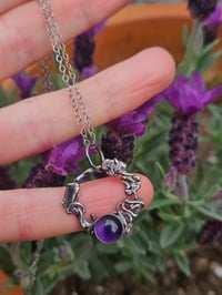 Image 7 of Ready to ship! 'Twisted Metal ' oxidised sterling silver & Amethyst Necklace 