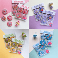 Image 1 of Snacks Fridge Magnet Pack | Pink Purple Green Blue