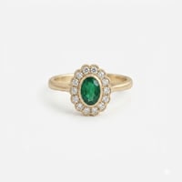 Image 1 of Diana Petite  Emerald Halo Ring