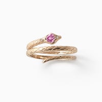 Pink Heart Serpent Devotion Ring