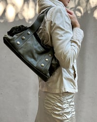 Image 2 of ITALIAN KHAKI STUD LEATHER BAG