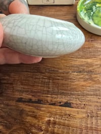 Image 2 of vintage ceramic pigment dish japanese style artist bowl crackle glaze studio pottery ink well