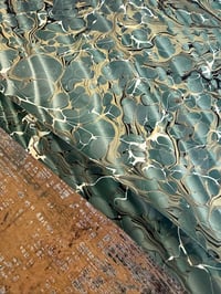 Image 3 of 'DOUBLE MARBLED' papers, green ripple over-marbled - several sheets available