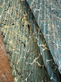 Image 8 of 'DOUBLE MARBLED' papers, green ripple over-marbled - several sheets available