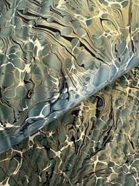 Image 2 of 'DOUBLE MARBLED' papers, green ripple over-marbled - several sheets available