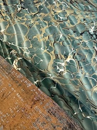 Image 4 of 'DOUBLE MARBLED' papers, green ripple over-marbled - several sheets available