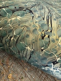 Image 7 of 'DOUBLE MARBLED' papers, green ripple over-marbled - several sheets available