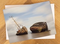 Pin Mill Boat Wrecks, Suffolk Coast Greeting Card