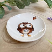 Image 2 of Owl with Acorn Handmade Ceramic Dish