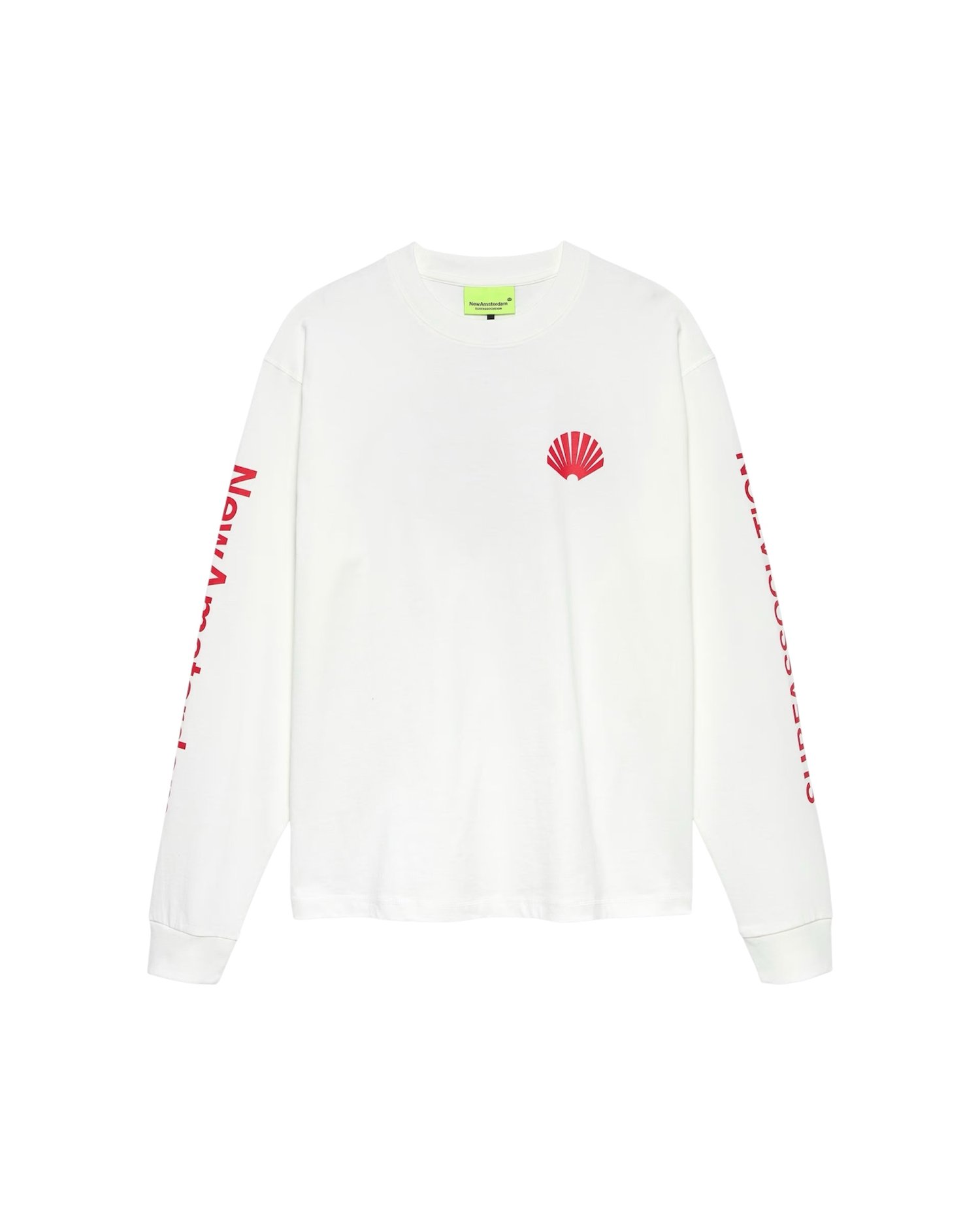Image of NEW AMSTERDAM SURF ASSOCIATION LOGO LONGSLEEVE WASHED WHITE//RED