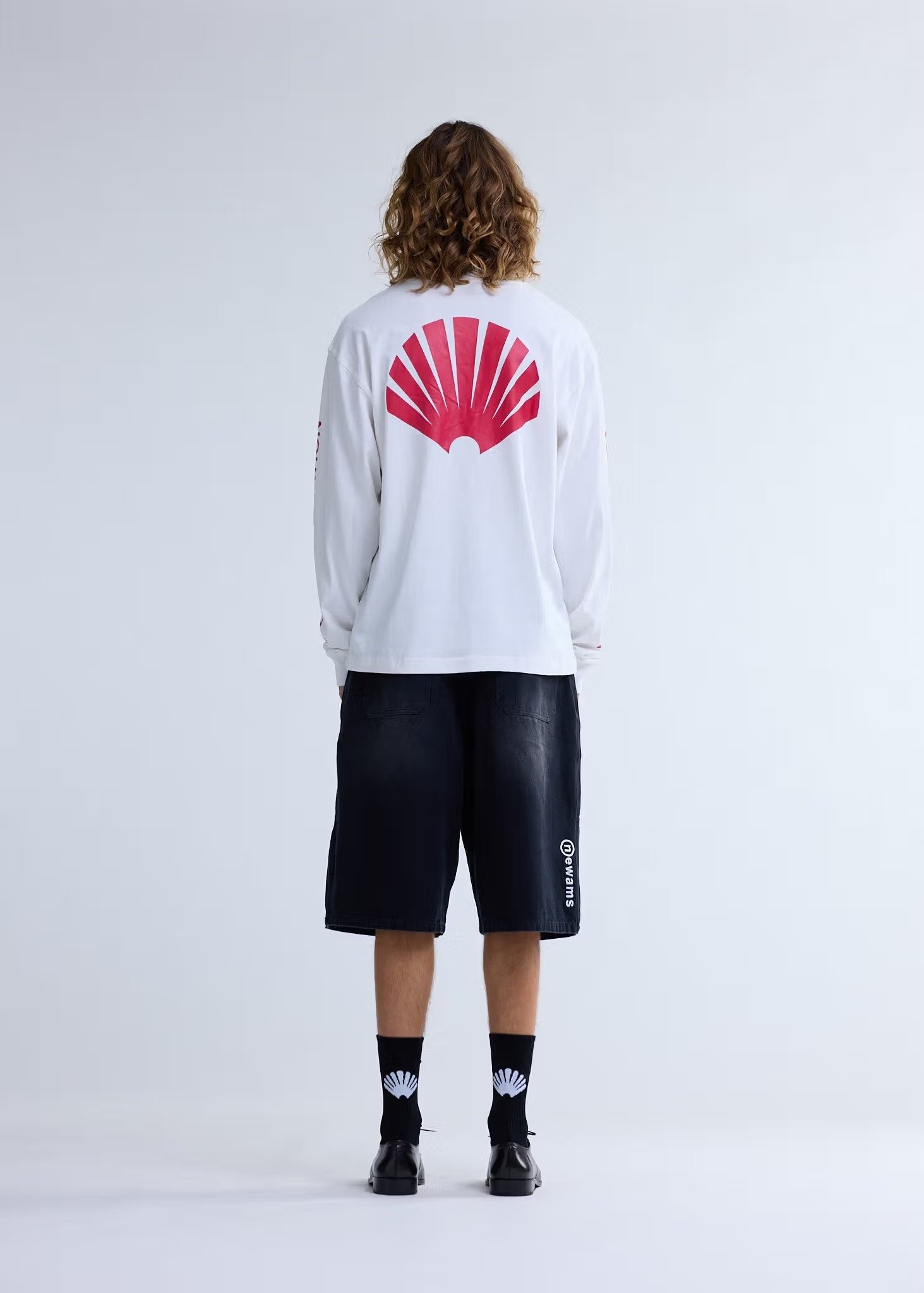 Image of NEW AMSTERDAM SURF ASSOCIATION LOGO LONGSLEEVE WASHED WHITE//RED