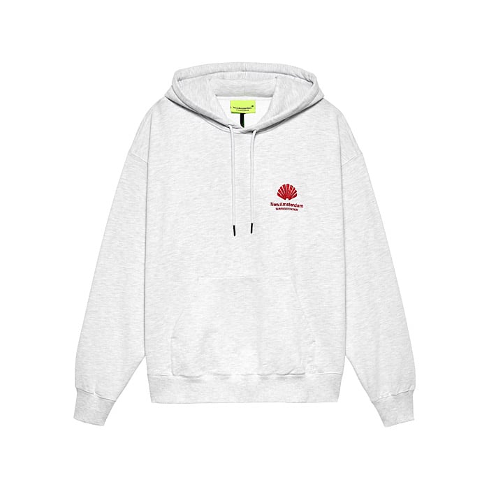 Image of NEW AMSTERDAM SURF ASSOCIATION LOGO HOODIE ASH/POPPY RED