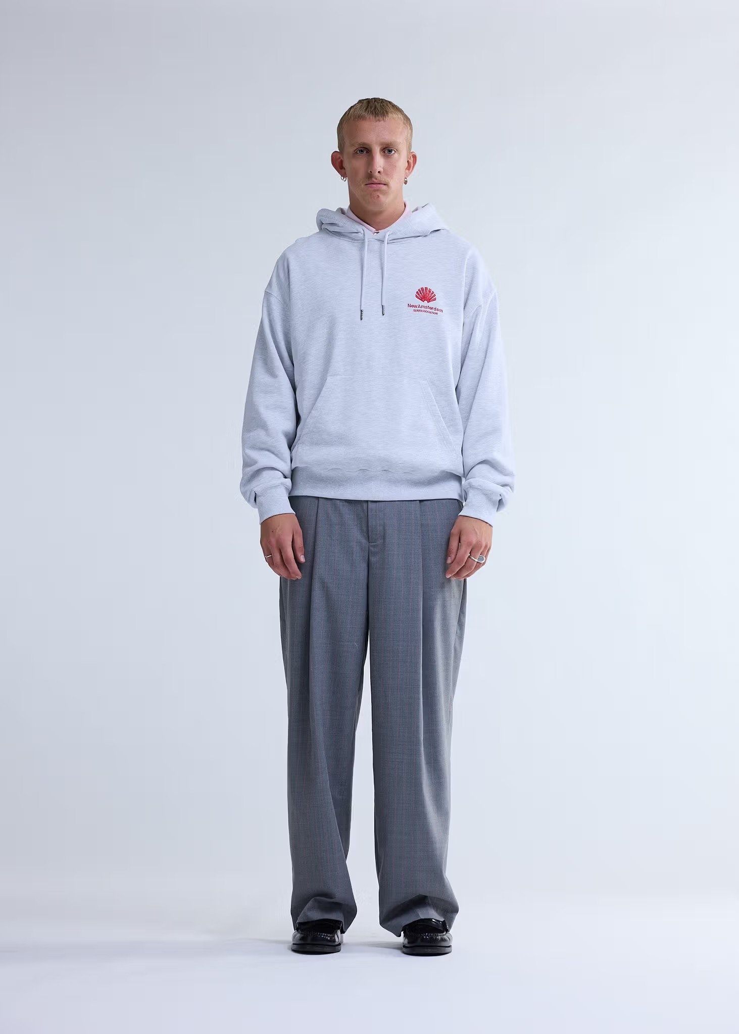 Image of NEW AMSTERDAM SURF ASSOCIATION LOGO HOODIE ASH/POPPY RED