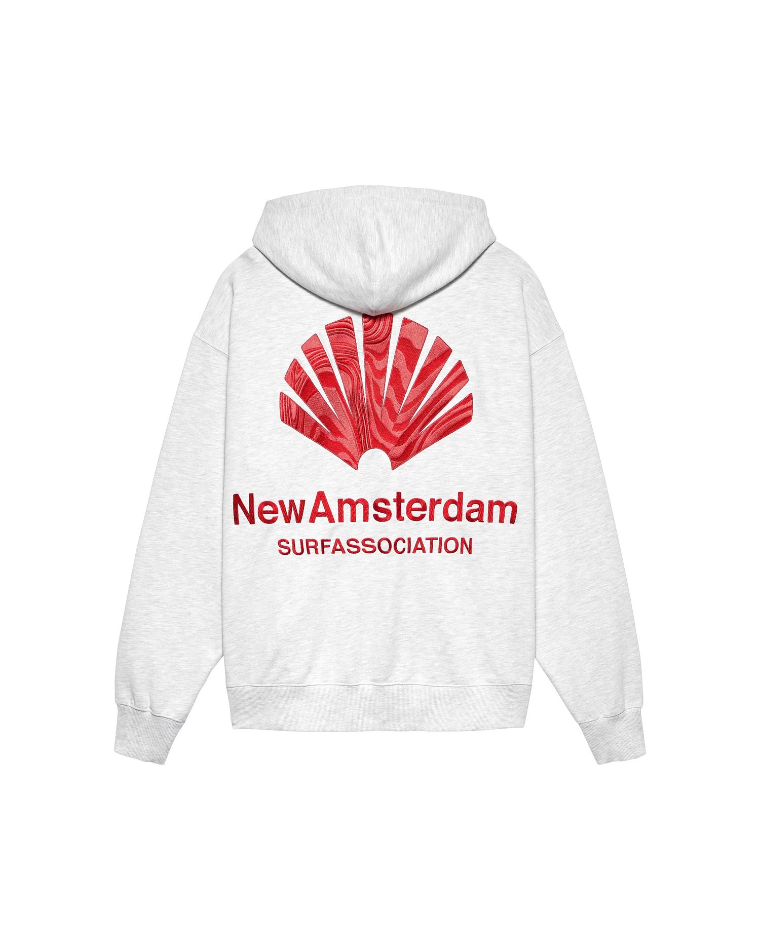 Image of NEW AMSTERDAM SURF ASSOCIATION LOGO HOODIE ASH/POPPY RED