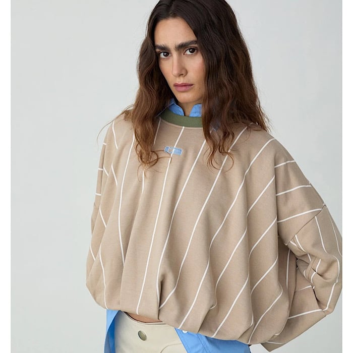 Image of LAAGAM PARADISE KELLY BEIGE STRIPED SWEATSHIRT