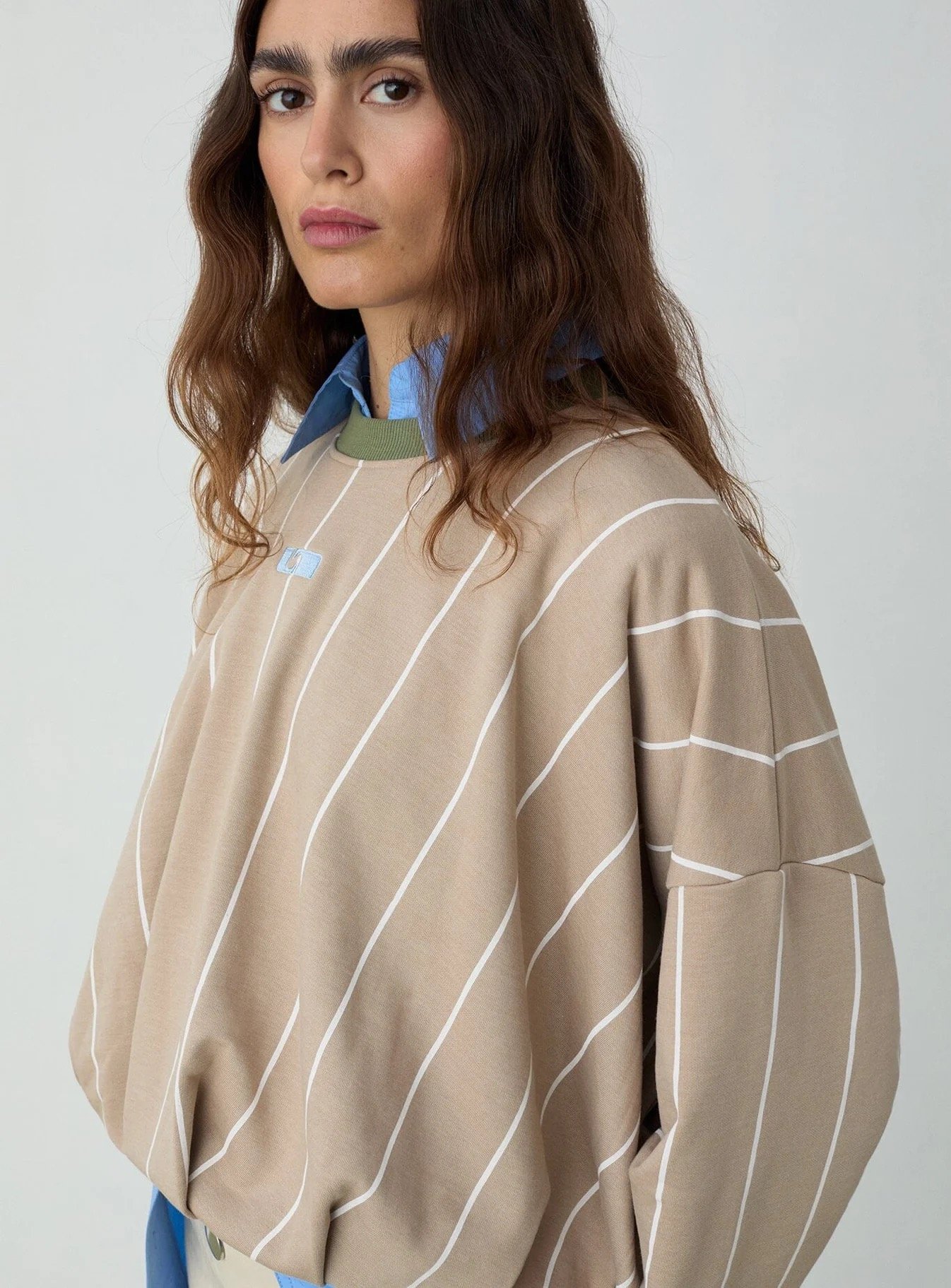 Image of LAAGAM PARADISE KELLY BEIGE STRIPED SWEATSHIRT