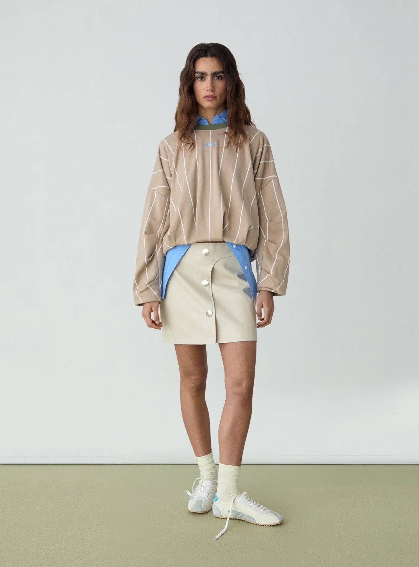 Image of LAAGAM PARADISE KELLY BEIGE STRIPED SWEATSHIRT