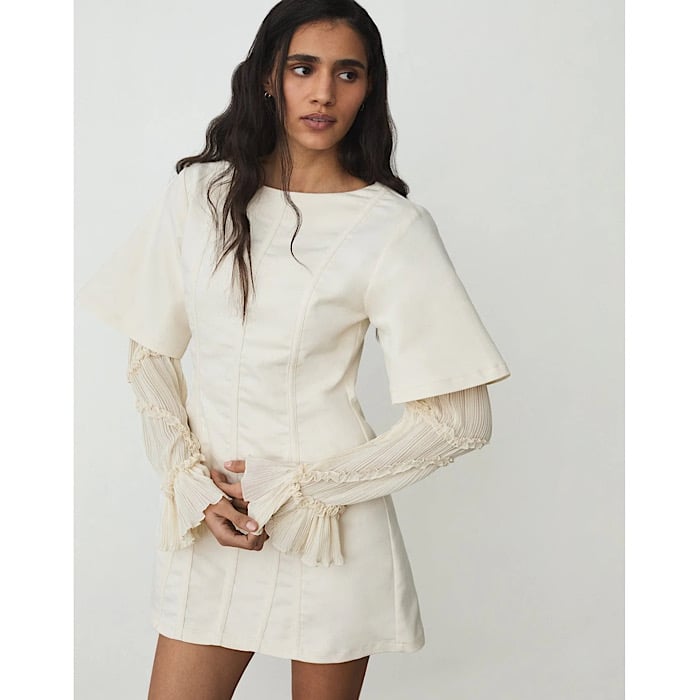 Image of LAAGAM PARADISE ROSETTE ECRU SHORT DRESS