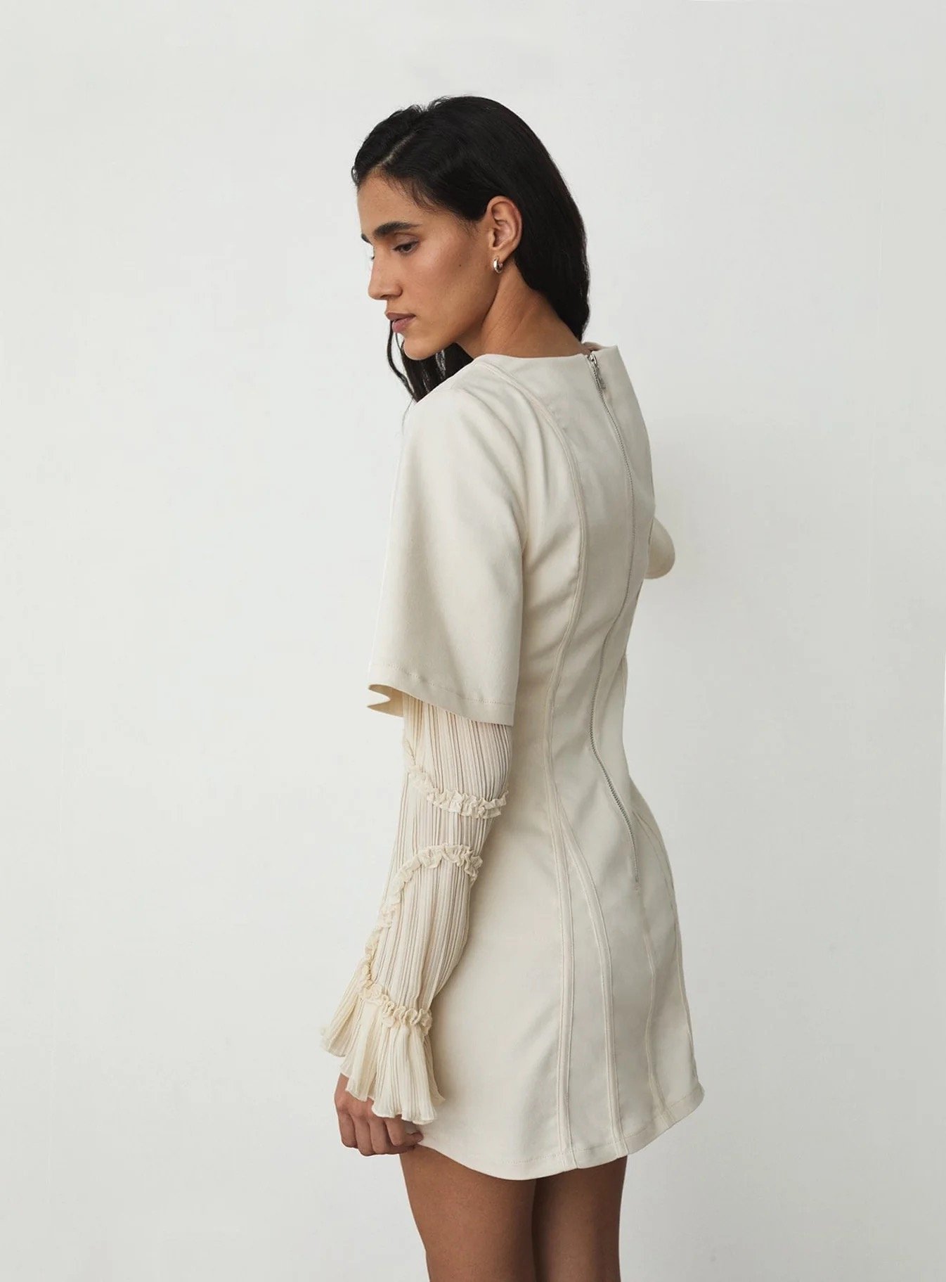 Image of LAAGAM PARADISE ROSETTE ECRU SHORT DRESS