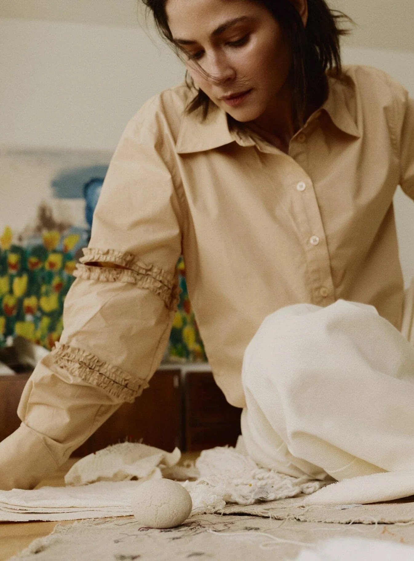 Image of LAAGAM PARADISE MUNA SAND CUT-OUT SHIRT