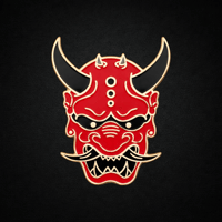 Image 1 of Red Oni Mask Enamel Pin – Japanese Yokai Demon Pin