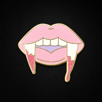 Image 1 of Dripping Vampire Lips Enamel Pin | Cute Goth Fang Pin