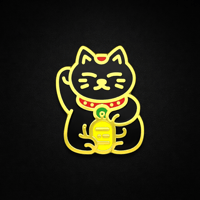Image 1 of Black Maneki Neko Enamel Pin – Lucky Cat Protection Charm