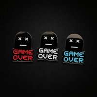 Image 1 of Glow Game Over Enamel Pin – Retro Gamer Ghost Pin (Glow in Dark)