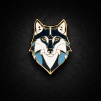 Image 1 of Mystic Wolf Enamel Pin | Geometric Gold Wildlife Brooch
