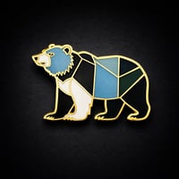 Image 1 of Geometric Bear Enamel Pin, Gold Plated Wildlife Animal Brooch, Nature Lover Accessory