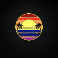 Image 1 of Retro Sunset Enamel Pin – Tropical Beach Palm Tree Pin