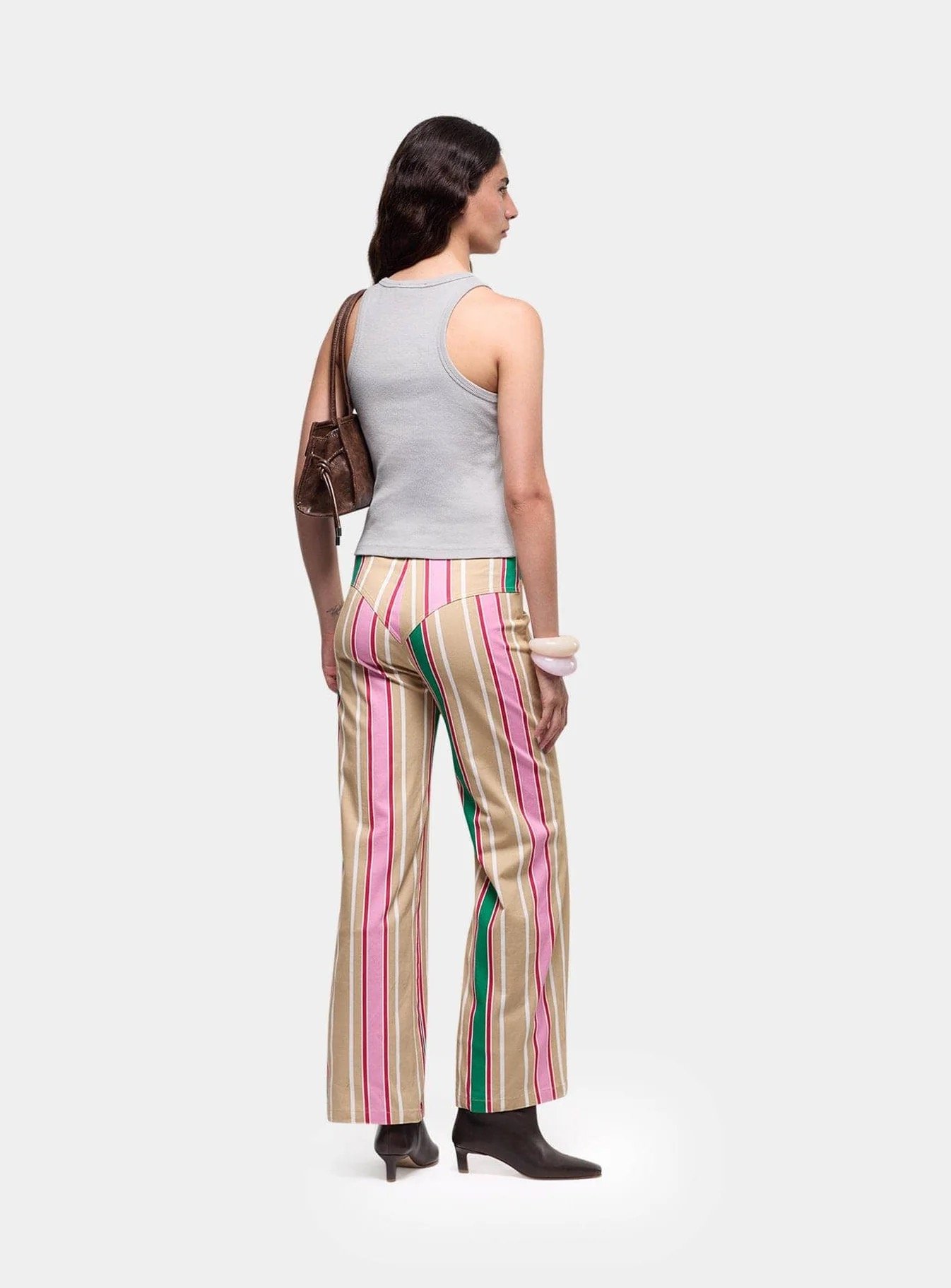 Image of LAAGAM PARADISE LEROY BROWN STRIPED TWILL PANTS