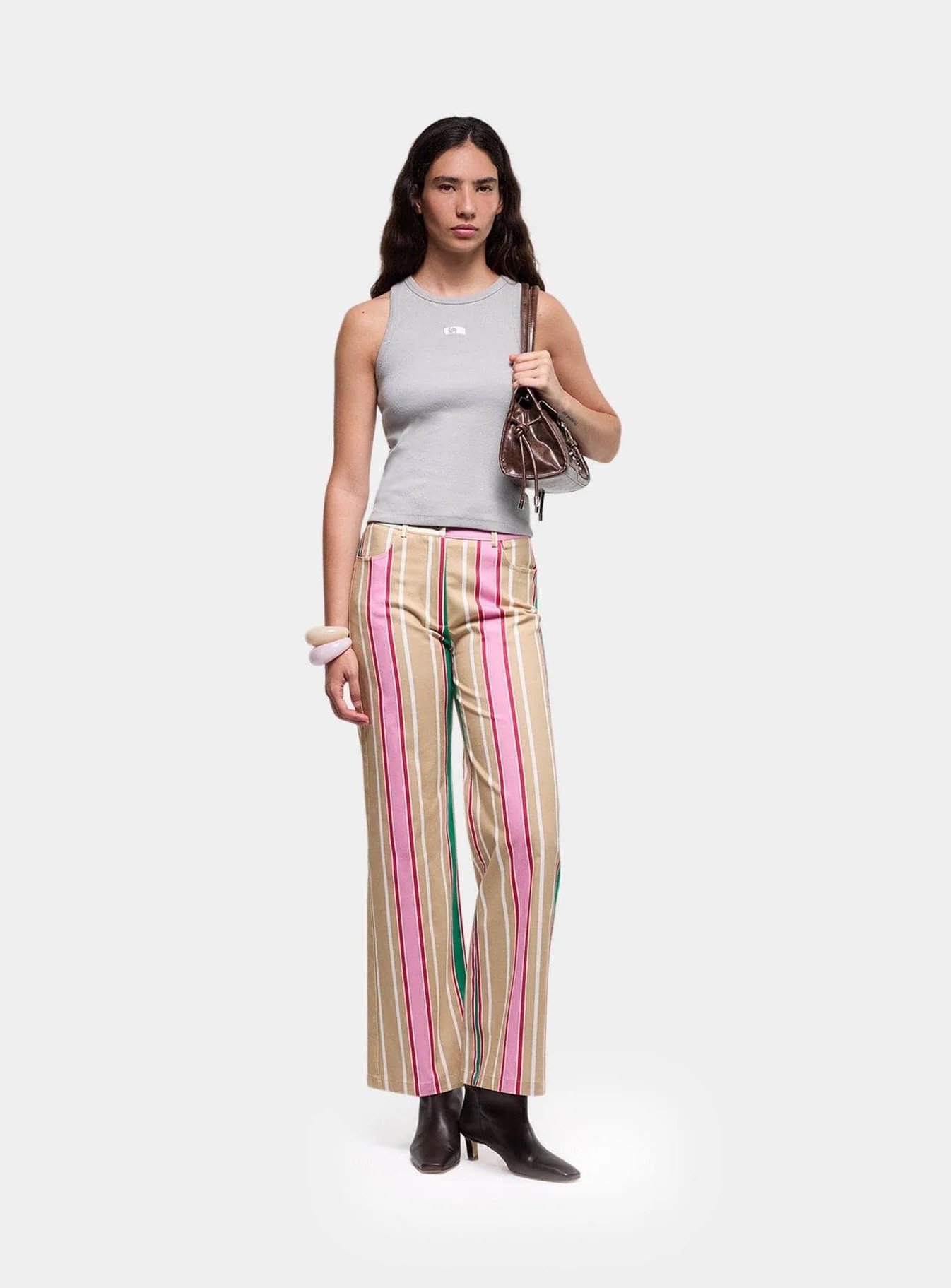 Image of LAAGAM PARADISE LEROY BROWN STRIPED TWILL PANTS