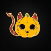 Image 1 of Pumpkin Cat Enamel Pin | Cute Halloween Devil Cat Pin