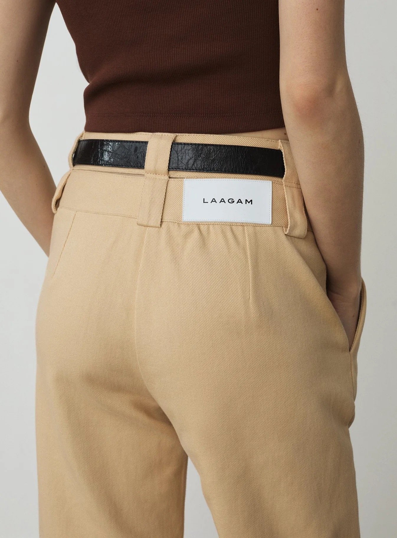 Image of LAAGAM PARADISE SMITH BEIGE SERGE PANTS