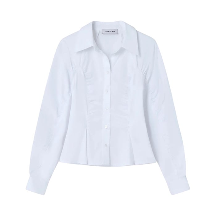 Image of LAAGAM PARADISE BELLEVILLE WHITE RUCHED SHIRT