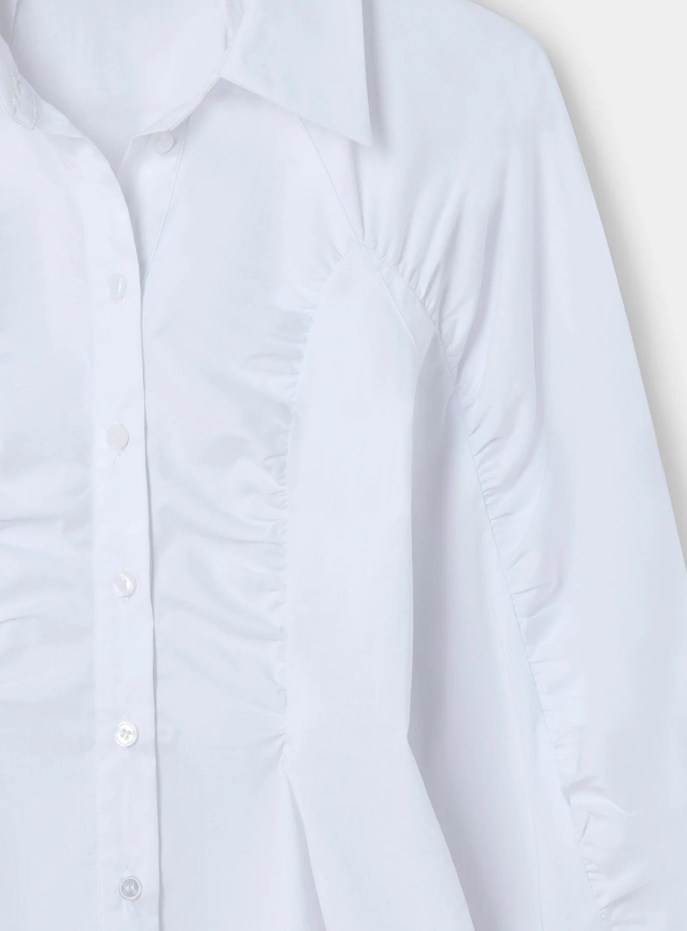 Image of LAAGAM PARADISE BELLEVILLE WHITE RUCHED SHIRT